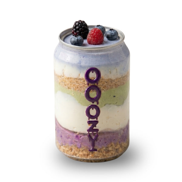 Ube, matcha, blue pea with blue berries
