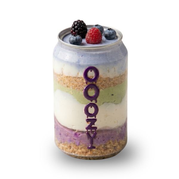 Ube, matcha, blue pea with blue berries